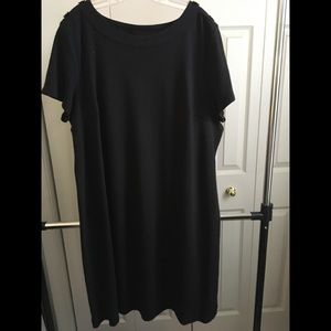 Talbots boatneck short sleeve black knit dress